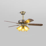 Retro Flower Remote Control Ceiling Fan with Light Image - 15