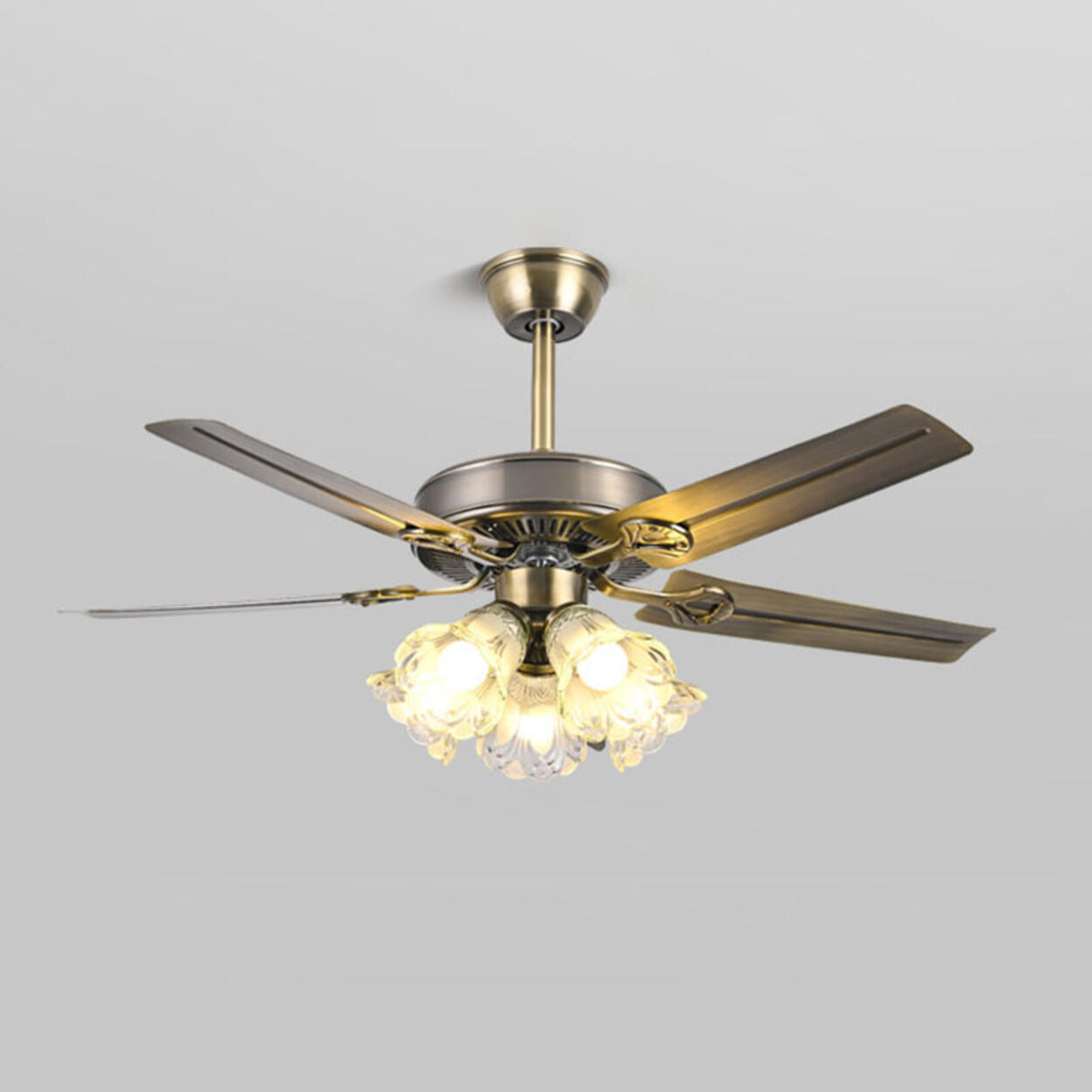 Retro Flower Remote Control Ceiling Fan with Light Image - 16