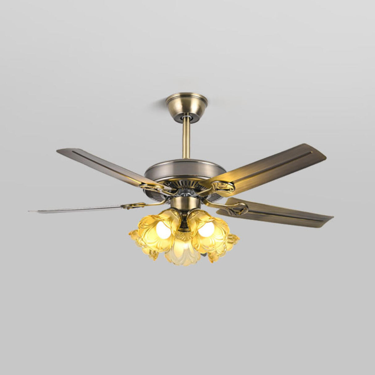 Retro Flower Remote Control Ceiling Fan with Light Image - 17