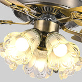 Retro Flower Remote Control Ceiling Fan with Light Image - 19