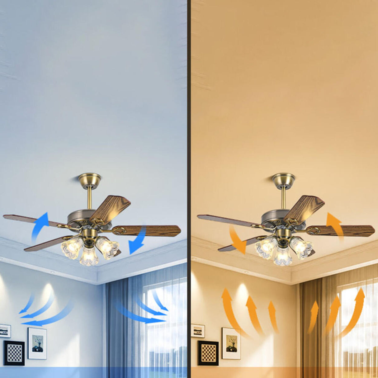 Retro Flower Remote Control Ceiling Fan with Light Image - 22