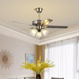 Retro Flower Remote Control Ceiling Fan with Light Image - 24