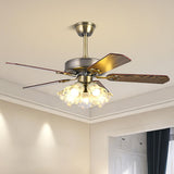 Retro Flower Remote Control Ceiling Fan with Light Image - 25