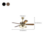 Retro Flower Remote Control Ceiling Fan with Light #size