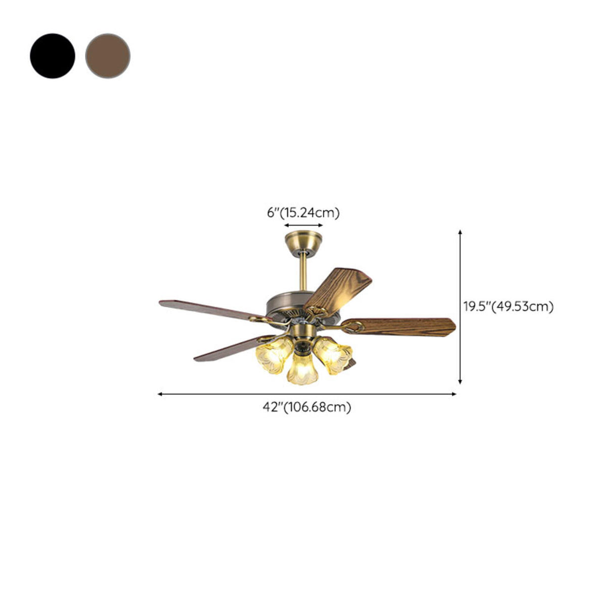 Retro Flower Remote Control Ceiling Fan with Light Image - 27