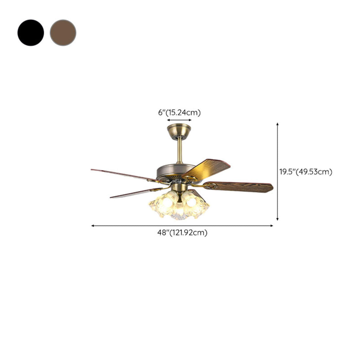 Retro Flower Remote Control Ceiling Fan with Light Image - 28