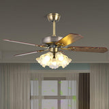 Retro Flower Remote Control Ceiling Fan with Light Image - 4