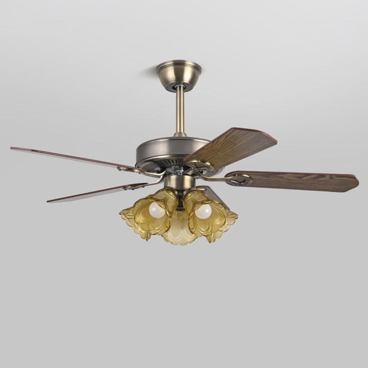 Retro Flower Remote Control Ceiling Fan with Light Image - 6