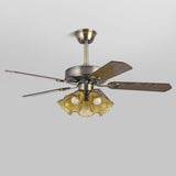 Retro Flower Remote Control Ceiling Fan with Light Image - 6