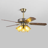 Retro Flower Remote Control Ceiling Fan with Light Image - 8