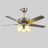 Retro Flower Remote Control Ceiling Fan with Light Image - 9