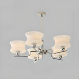 Retro French Style Geometric Metal White 3 Bulbs Chandelier Image - 5