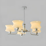 Retro French Style Geometric Metal White 3 Bulbs Chandelier Image - 7