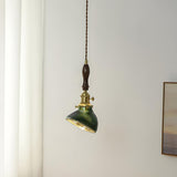 Retro Green Zigzag Pattern Drum Dining Room Pendant Light Image - 2