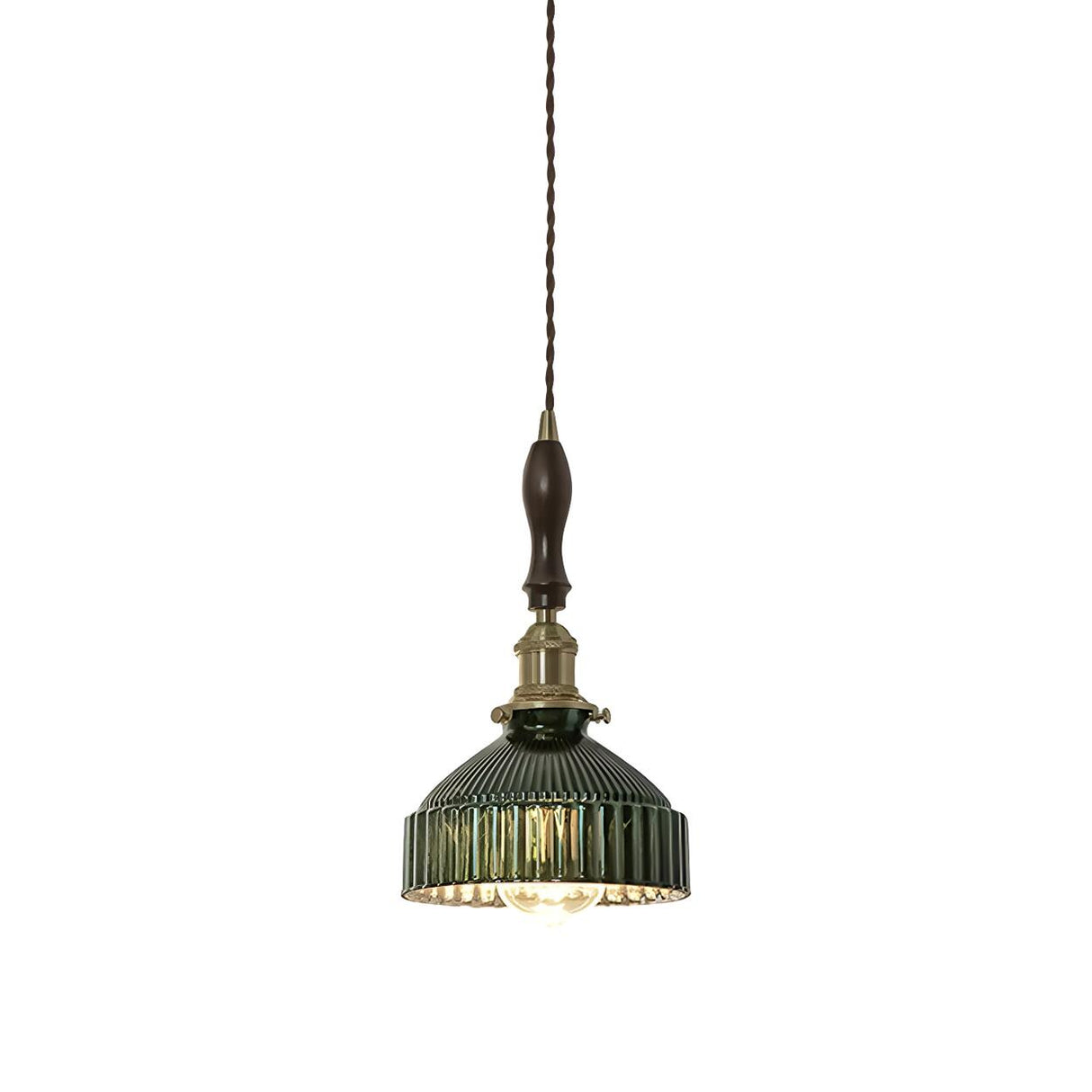 Retro Green Zigzag Pattern Drum Dining Room Pendant Light Image - 8