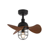 Retro Industrial 3-Blade Cage Ceiling Fan with Light Image - 5