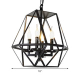 Retro Industrial Adjustable Chain Black Cage Chandelier Image - 10