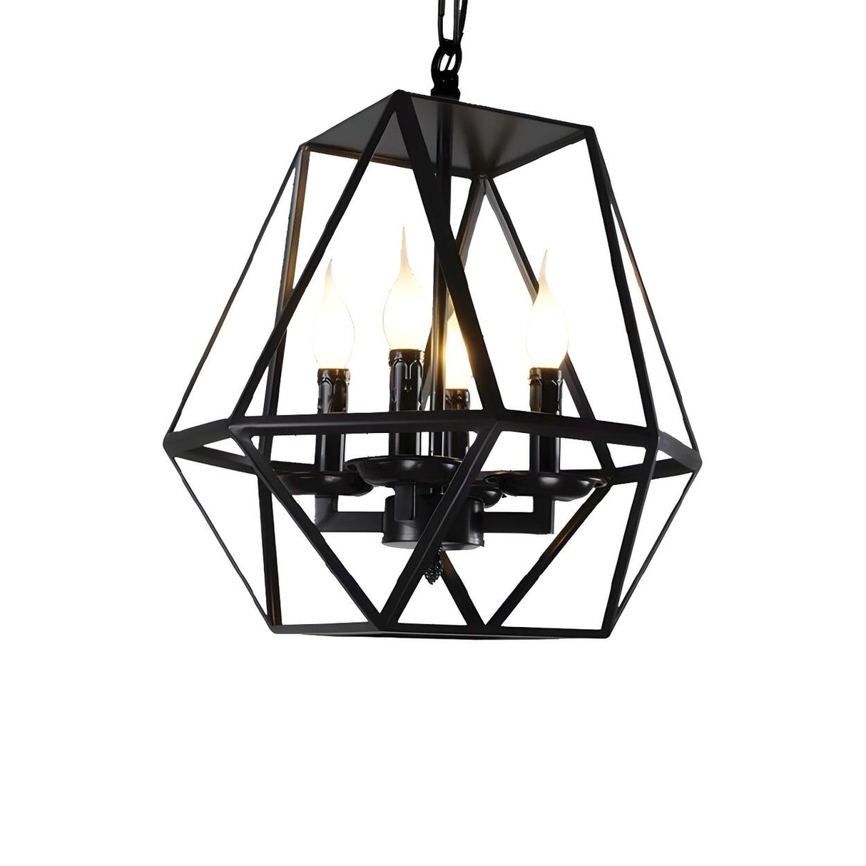 Retro Industrial Adjustable Chain Black Cage Chandelier Image - 3