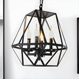 Retro Industrial Adjustable Chain Black Cage Chandelier Image - 5