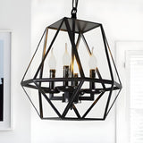 Retro Industrial Adjustable Chain Black Cage Chandelier Image - 6