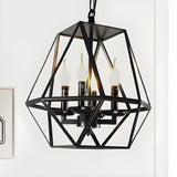 Retro Industrial Adjustable Chain Black Cage Chandelier Image - 7