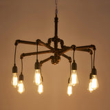 Retro Industrial Cafes 3 Tiers Pipe Exposed Bulb Chandelier Image - 4