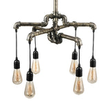 Retro Industrial Cafes 3 Tiers Pipe Exposed Bulb Chandelier Image - 6