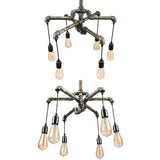 Retro Industrial Cafes 3 Tiers Pipe Exposed Bulb Chandelier Image - 7