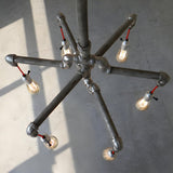 Retro Industrial Cafes 3 Tiers Pipe Exposed Bulb Chandelier Image - 9