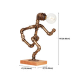 Retro Industrial Pipe Robot Wooden Base Table Lamp #size