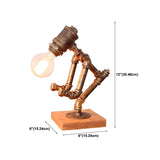 Retro Industrial Pipe Robot Wooden Base Table Lamp Image - 12