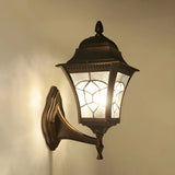 Retro Lantern Glass Exterior LED Coffee Wall Light Image - 3