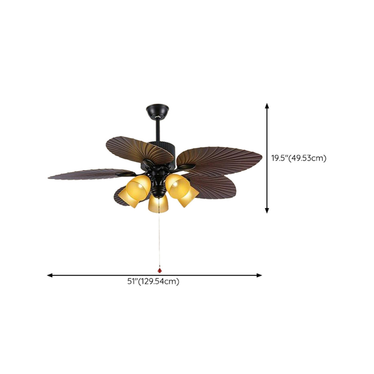 Retro Leaf Shaped Blades Glass Shades Ceiling Fan Light Image - 15