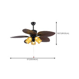 Retro Leaf Shaped Blades Glass Shades Ceiling Fan Light Image - 15