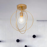 Retro Mini Gold Rings Bare Bulb Semi-Flush Mount Light Image - 3