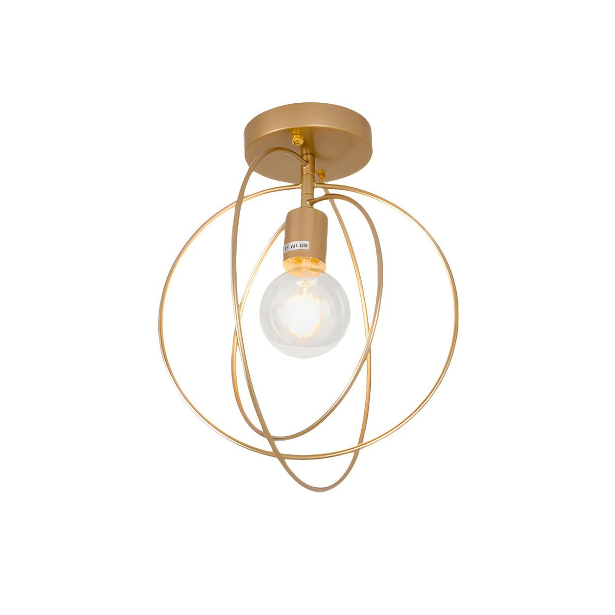 Retro Mini Gold Rings Bare Bulb Semi-Flush Mount Light Image - 4