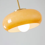 Retro Modern Orange Amber Glass Oval Pendant Light Image - 6