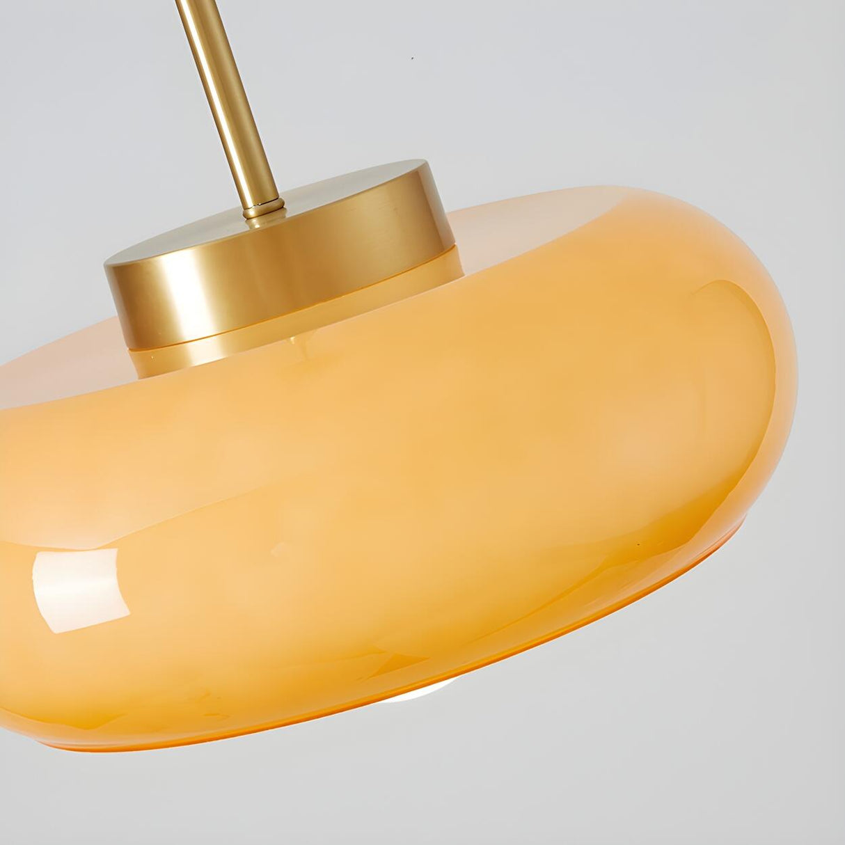 Retro Modern Orange Amber Glass Oval Pendant Light Image - 8