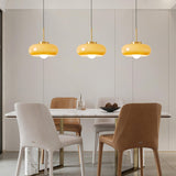 Retro Modern Orange Amber Glass Oval Pendant Light Image - 9