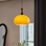 Retro Orange Gradient Glass Dome Pendant Light Image - 11