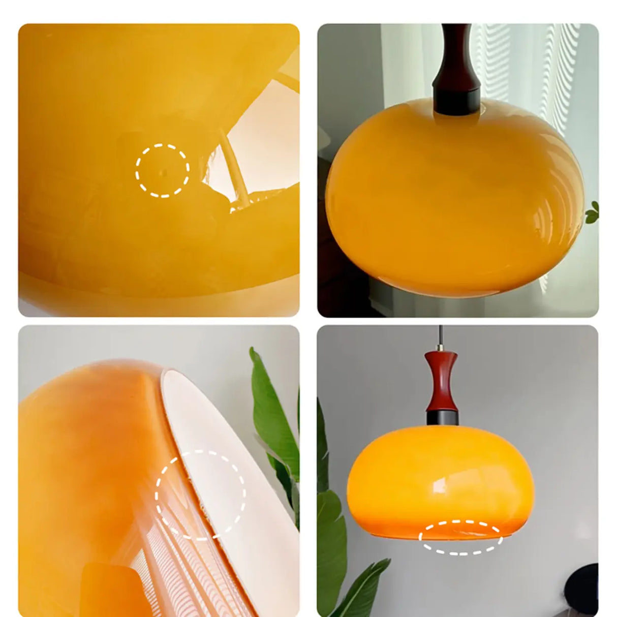 Retro Orange Gradient Glass Dome Pendant Light Image - 7