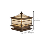 Retro Square Pagoda Glass Outdoor Patio Post Light Image - 14