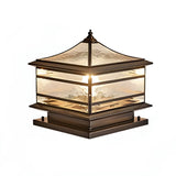 Retro Square Pagoda Glass Outdoor Patio Post Light Image - 6