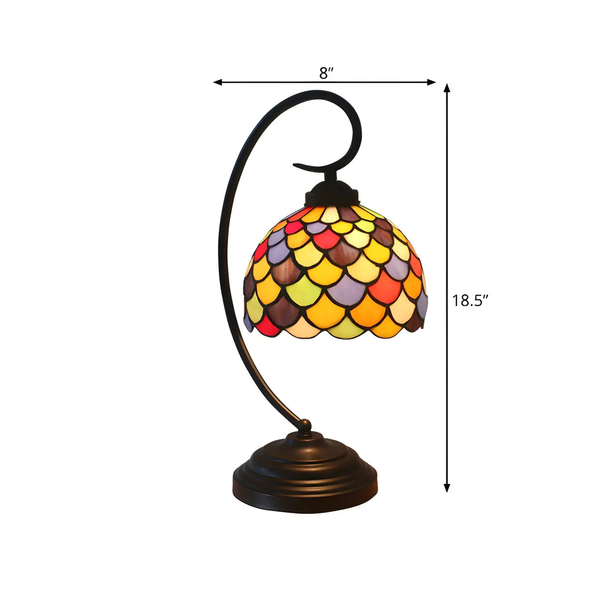 Retro Swirl Arm Victorian Stained Glass Desk Lamp Image - 4