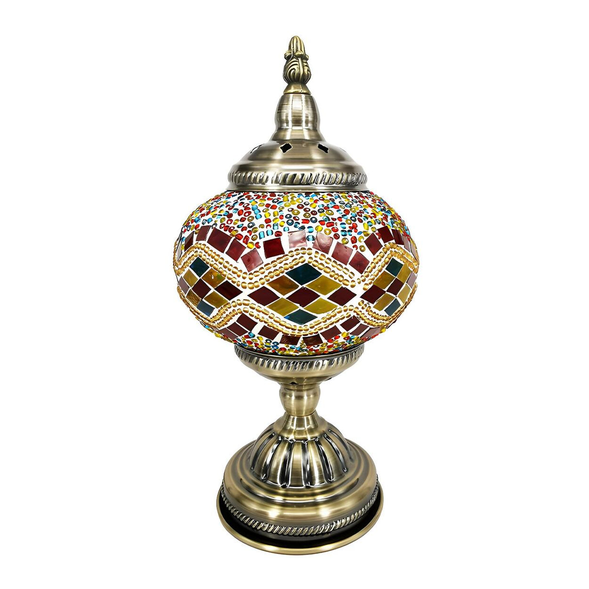 Retro Turkish Mosaic Globe Stained Glass Table Lamp Image - 5