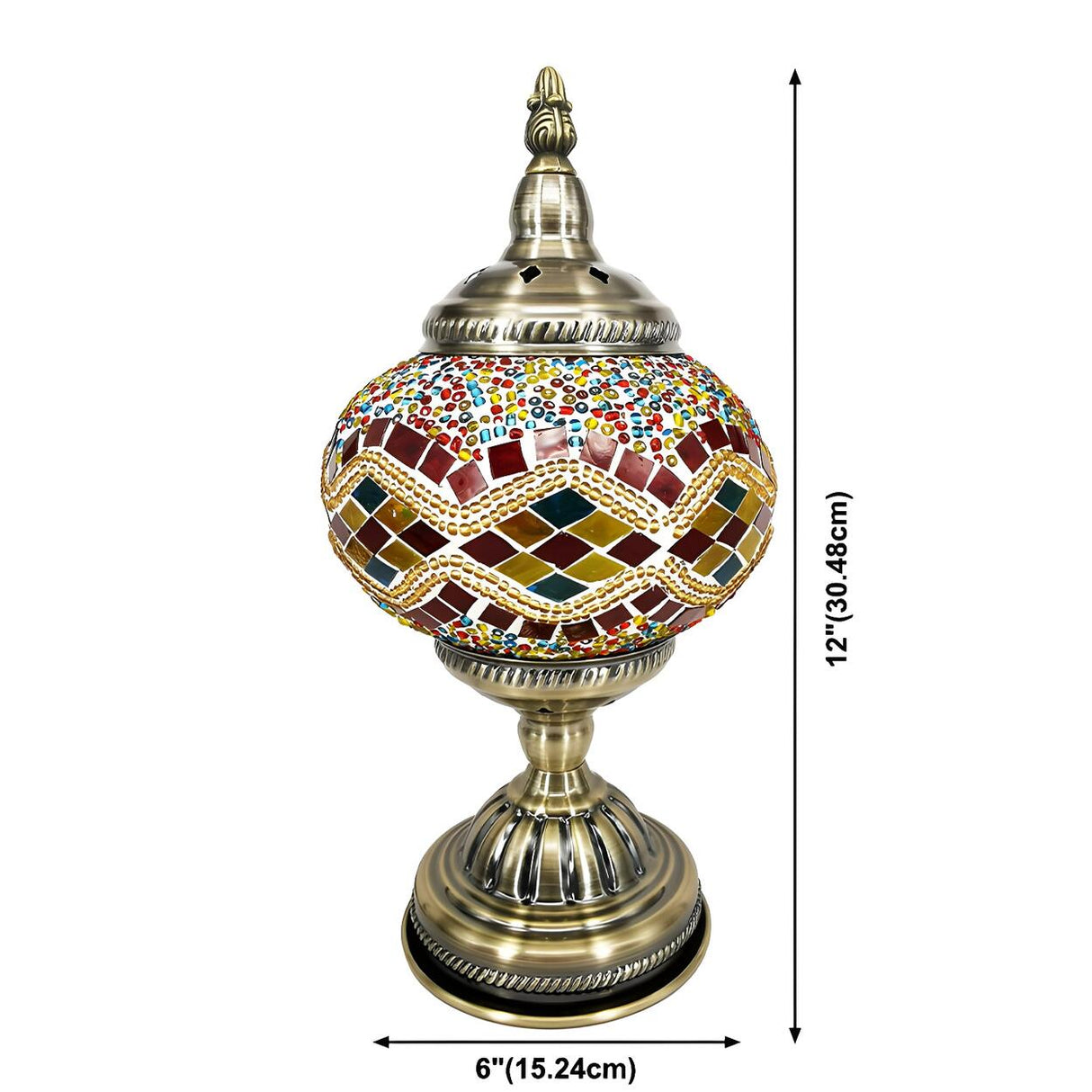 Retro Turkish Mosaic Globe Stained Glass Table Lamp 