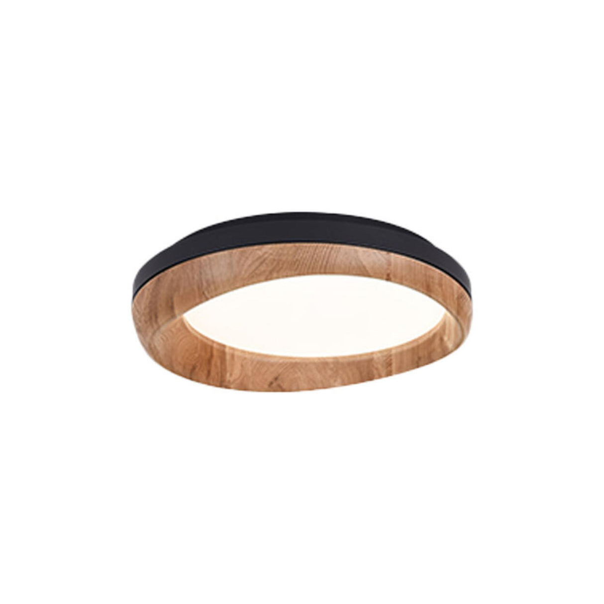 Retro Walnut Circular Wood Flush Mount Ceiling Light Image - 11