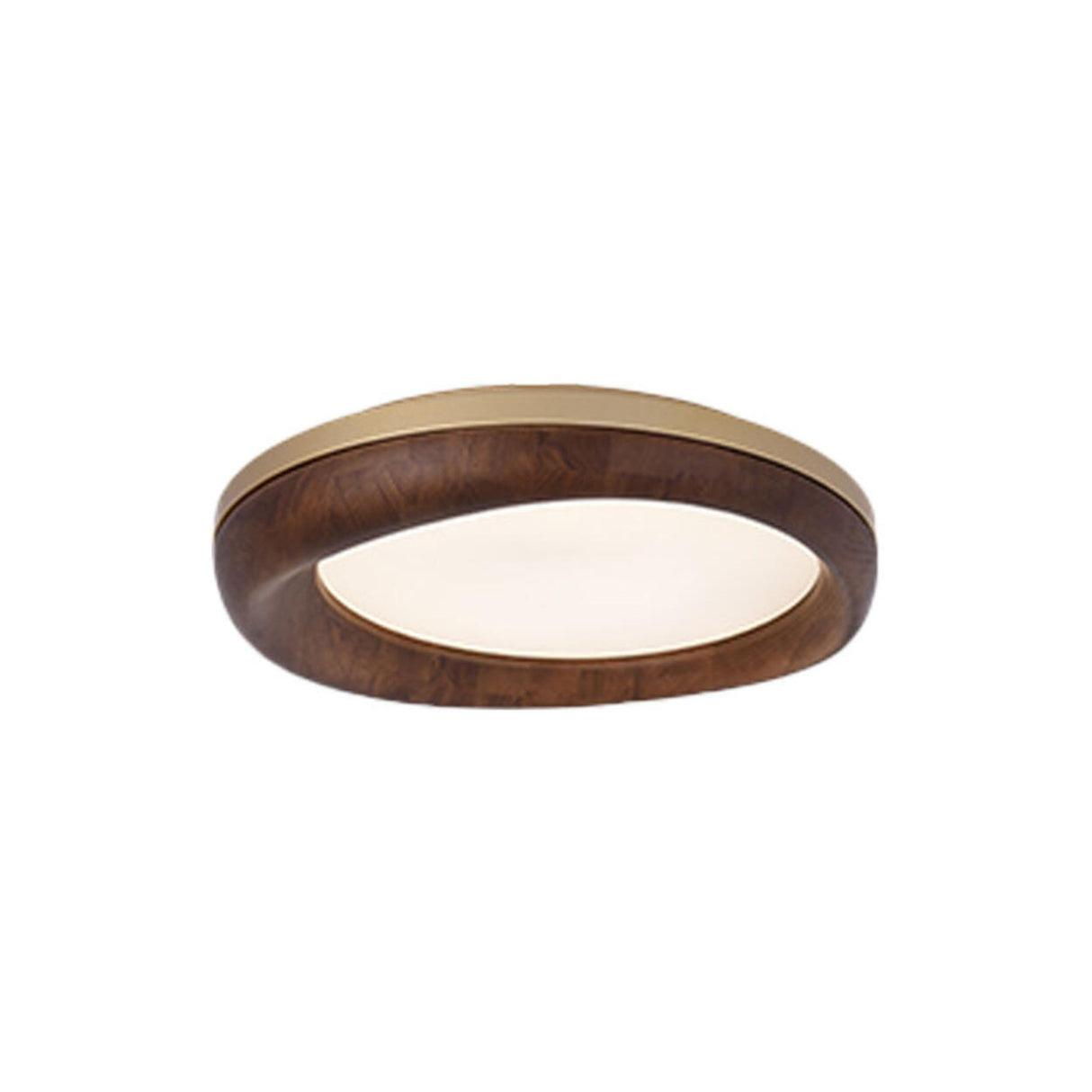 Retro Walnut Circular Wood Flush Mount Ceiling Light Image - 12