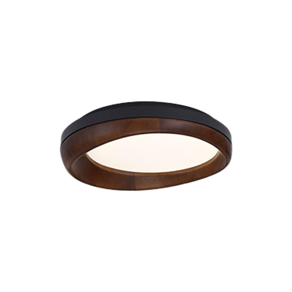 Retro Walnut Circular Wood Flush Mount Ceiling Light Image - 14