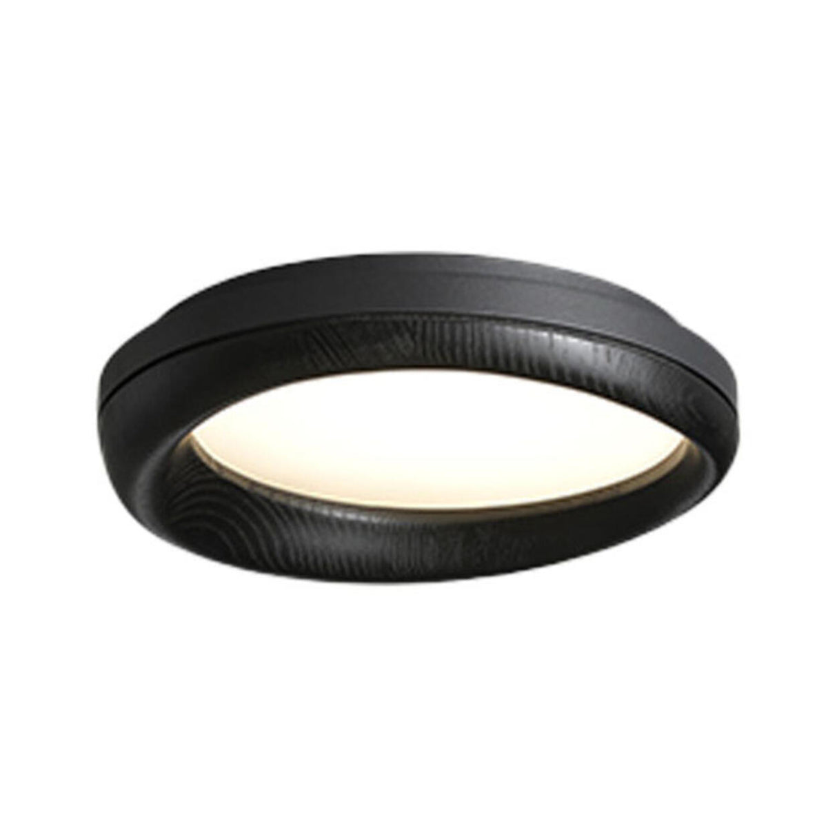 Retro Walnut Circular Wood Flush Mount Ceiling Light Image - 15